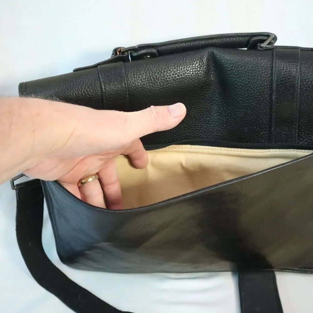 Kenneth Cole Leather Briefcase lap top tote Bag Black 16